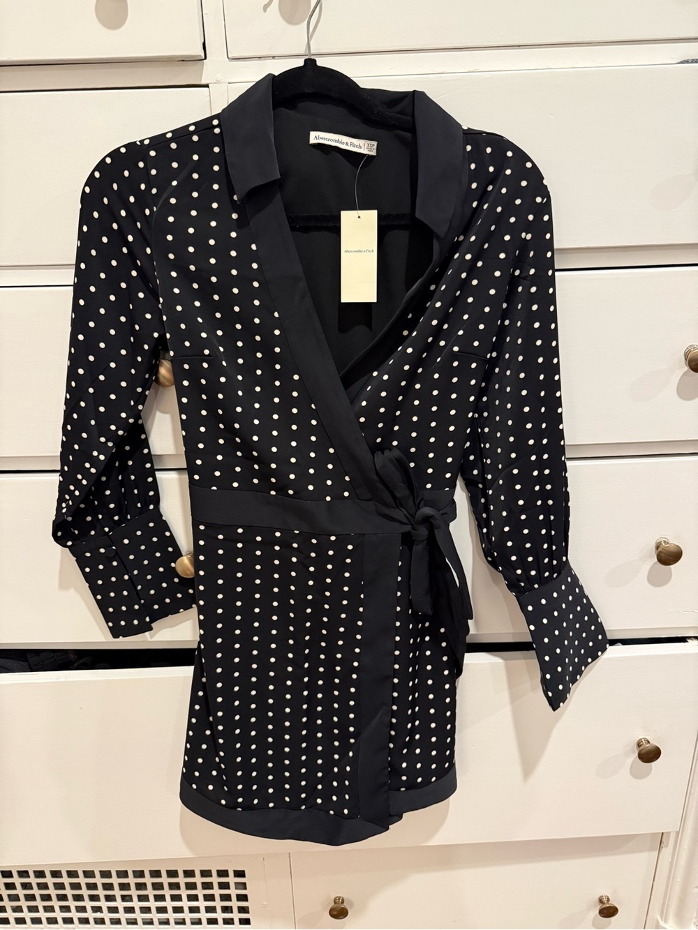 A&F Black Polka Dot Wrap Dress